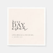 BESTE DAG OOIT! Modern, minimaal, beige, bruiloft Servet (Voorkant)