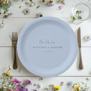 BESTE DAG Ooit! Modern Minimaal Blauw Mariage Papieren Bordje