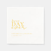 BESTE DAG OOIT! Modern, minimaal, wit, bruiloft Servet (Voorkant)