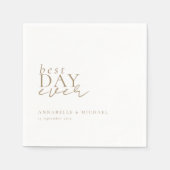 BESTE DAG OOIT! Modern, minimaal, wit, bruiloft Servet (Voorkant)