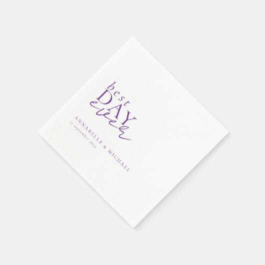 BESTE DAG OOIT! Modern, minimaal, wit, bruiloft Servet (Hoek)