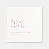 BESTE DAG OOIT! Modern, minimaal, wit, bruiloft Servet (Voorkant)