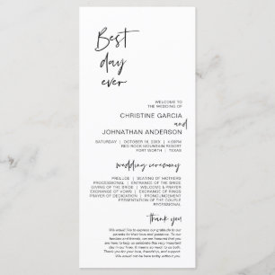 Beste dag ooit, Modern Minimalist Wedding Program Programmakaart