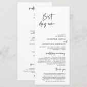 Beste dag ooit, Modern Minimalistisch huwelijkspro Programmakaart (Voorkant / Achterkant)