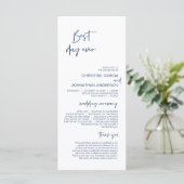 Beste dag ooit, Modern Navy Blue Wedding Program Programmakaart (Staand voorkant)