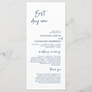 Beste dag ooit, Modern Navy Blue Wedding Program Programmakaart