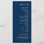 Beste dag ooit, Modern Navy Blue Wedding Program Programmakaart (Achterkant)