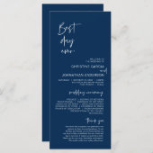 Beste dag ooit, Modern Navy Blue Wedding Program Programmakaart (Voorkant / Achterkant)