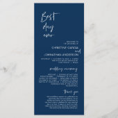 Beste dag ooit, Modern Navy Blue Wedding Program Programmakaart (Voorkant)