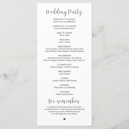 Beste dag ooit, Modern Wedding Ceremony Program Programmakaart (Achterkant)