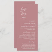 Beste dag ooit, Modern Wedding Dusty Roos Programmakaart (Voorkant / Achterkant)