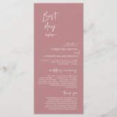 Beste dag ooit, Modern Wedding Dusty Roos Programmakaart (Voorkant)