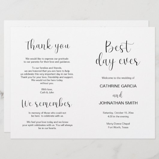 Beste dag ooit, Modern Wedding Foldable Program (Voorkant / Achterkant)