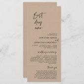 Beste dag ooit, Modern Wedding Kraft Brown Program Programmakaart (Voorkant / Achterkant)