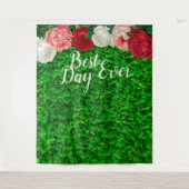 Beste dag ooit moderne bloemige trouwfeest achterg wandkleed (Voorkant)