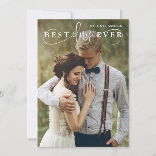 Beste dag ooit Moderne bruiloft Foto Hartelijk dan Bedankkaart (Voorkant)