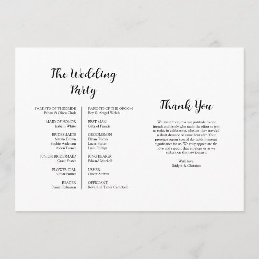 Beste dag ooit moderne elegante bruiloft tijdlijn programmakaart (Achterkant)