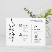 Beste dag ooit moderne elegante bruiloft tijdlijn programmakaart (Staand voorkant)