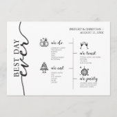 Beste dag ooit moderne elegante bruiloft tijdlijn programmakaart (Voorkant)