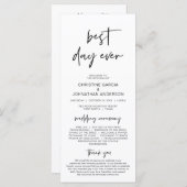Beste dag ooit, moderne minimalistische bruiloft programmakaart (Voorkant / Achterkant)