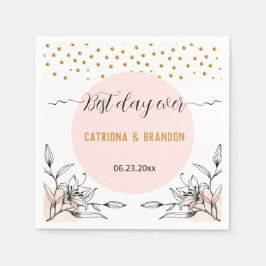 Beste dag ooit Moderne roze zwarte, felle gouden S Servet