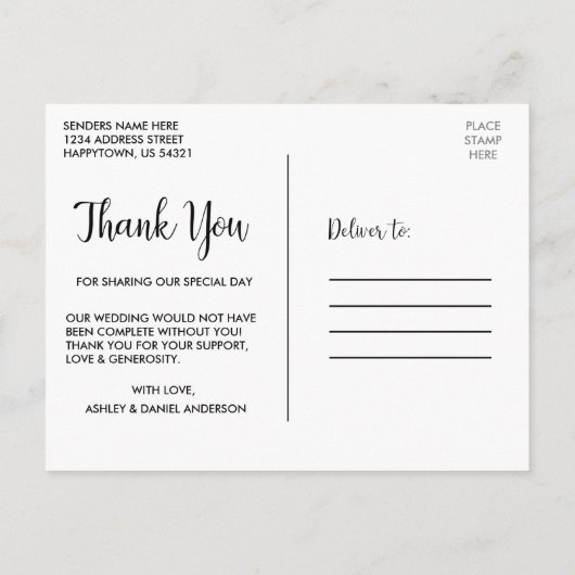 Beste dag ooit moderne trouwdag bedankt briefkaart (Achterkant)