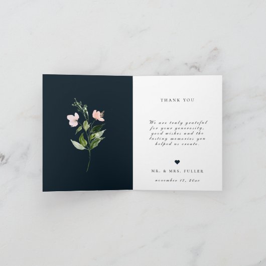 Beste dag ooit Navy bruiloft foto dank u Bedankkaart (Binnen)