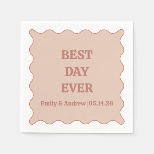 Beste dag ooit neutraal perzik gedempt Roos bruilo Servet (Voorkant)