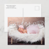 Beste Dag Ooit Nieuwe Baby FOTO Aankondiging Brief Briefkaart (Voorkant / Achterkant)