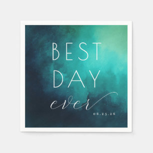 Beste Dag Ooit Optimistisch Turquoise Aquarel Servet