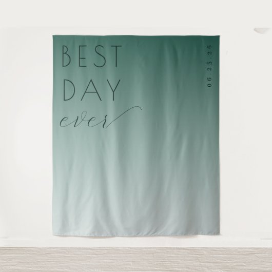 Beste Dag Ooit Optimistische Teal Gradiënt Wandkleed (Voorkant)