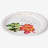 Beste dag ooit oranje rode roos aquarel bruiloft  papieren bordje (Gekanteld)