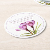 Beste dag ooit paarse krokus waterverf bruiloft ronde kartonnen onderzetter (Gebogen)