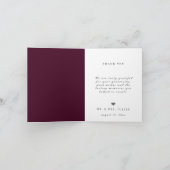 Beste dag ooit Plum bruiloft foto dank u Bedankkaart (Binnen)