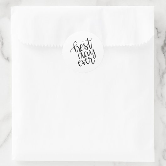 Beste dag ooit ronde sticker (Tas)