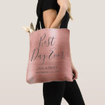 Beste dag ooit Roos Gold Blush Pink Tote Bag<br><div class="desc">Beste dag van het huwelijk van moderne meisjes met metalen metalen tong Gold Blush Pink Party-Roos, die perfect is voor een Roos Gold of Blush Pink Wedding of Vrijgezellenfeest. Deze partijtas is perfect voor een Vrijgezellenfeest bruiloft. Als je extra overeenkomende objecten nodig hebt, kun je contact opnemen met de ontwerper....</div>