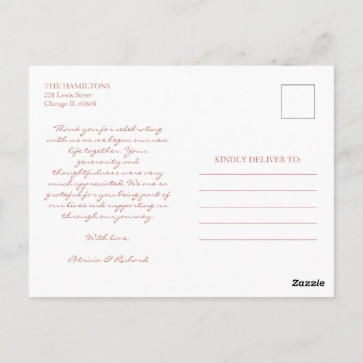 Beste dag ooit Roos Gold Wedding Dank u Foto Briefkaart (Achterkant)