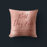Beste Dag Ooit Roos Goud Blush Roze Bruiloft Kussen<br><div class="desc">Best Day Ever Wedding Modern Girly Modern en Elegant Metallic Roos Gold - Blush Pink en Bourgogne Party Pillow, ideaal voor een Roos Gold of Blush Pink Wedding of Vrijgezellenfeest. Dit feestkussen is ideaal voor een Vrijgezellenfeest huwelijkscadeau. Neem contact op met de ontwerper als u meer overeenkomende objecten nodig hebt....</div>