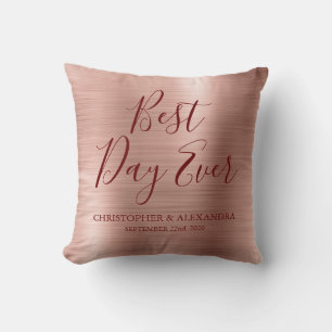 Beste Dag Ooit Roos Goud Blush Roze Bruiloft Kussen
