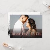 Beste dag ooit Roos gouden bruiloft dank u foto Kaart (Voorkant / Achterkant in situ)