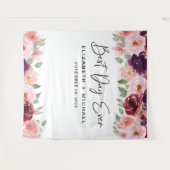 Beste dag ooit Roze Bloemige Bruiloft Wandkleed (Voorkant (horizontaal))