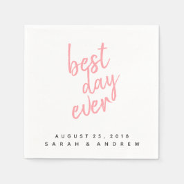 Beste dag ooit roze bruiloft cocktail servet