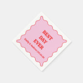 Beste Dag Ooit Roze & Rode Scalloped Custom Weddin Servet (Hoek)