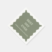 Beste dag ooit Sage Green Chic Trendy Wavy bruilof Servet (Hoek)