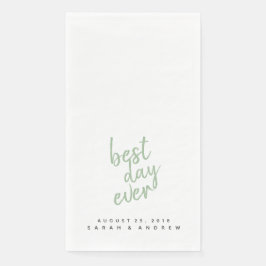 Beste Dag ooit Sage Groene Bruiloft Handdoek Servet