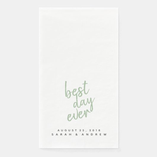 Beste Dag ooit Sage Groene Bruiloft Handdoek Servet (Voorkant)