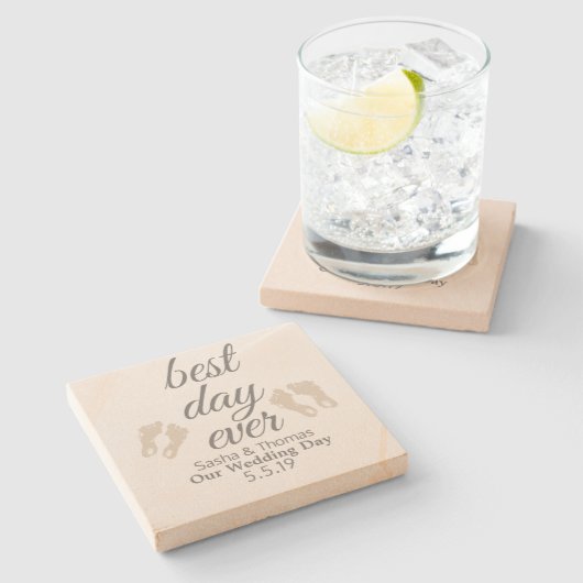 Beste dag ooit Sandstone Onderzetters (Zijkant)