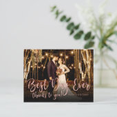 Beste Dag Ooit Schattig Script Foto Huwelijk Bedan Briefkaart (Staand voorkant)
