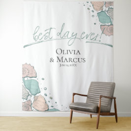 Beste dag ooit schelp koraal foto achtergrond wandkleed