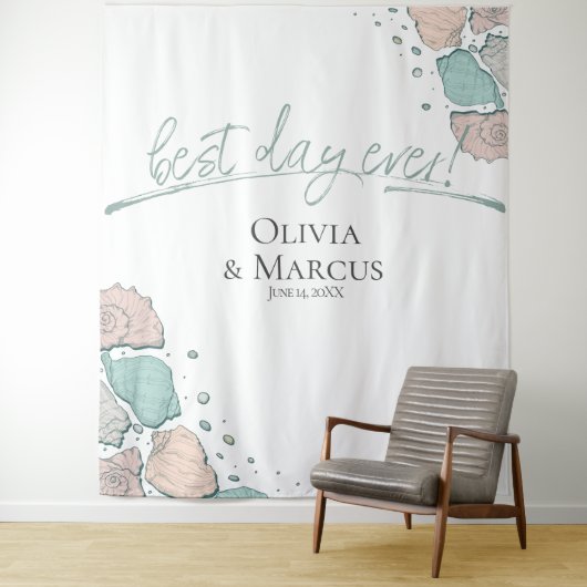 Beste dag ooit schelp koraal foto achtergrond wandkleed (In situ)